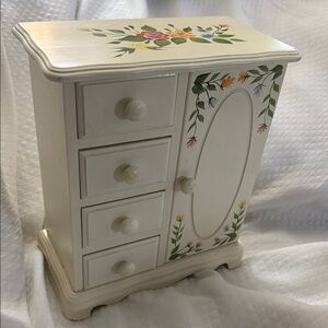 Vintage Gunther Mele Jewelry Box Jewelry Armoire Hand-Painted Floral 1976